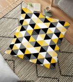 - yerminderi-YER-2065 - Realhomes Üçgen Mozaik Desenli Dijital Baskılı Yer Minderi - 70 x 70 cm Realhomes