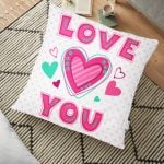 Renkli Love Baskılı Dijital Baskılı Modern Yer Minderi - 70 x 70 cm Realhomes