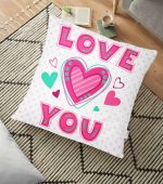 Puanlı Love You Baskıılı Dijital Baskılı Yer Minderi - 70 x 70 cm Realhomes