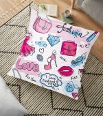 - yerminderi-YER-2087 - Realhomes Fashion Aksesuar Desenli Dijital Baskılı Yer Minderi - 70 x 70 cm Realhomes