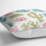 - yerminderi-YER-2089-1 - Realhomes  Kaktüs Desenli Renkli Modern Tasarım Yer Minderi - 70 x 70 cm Realhomes