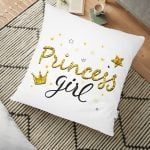 Super Gırl Yazı Desenli Dijital Baskılı Dekoratif Yer Minderi - 70 x 70 cm Realhomes