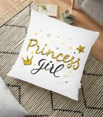 - yerminderi-YER-2118 - Realhomes Prıncess Gırl Yazı Desenli Dijital Modern Yer Minderi - 70 x 70 cm Realhomes