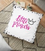 - yerminderi-YER-2120 - Realhomes Lıttle Prıncess Yazı Desenli Dijital Baskılı Yer Minderi - 70 x 70 cm Realhomes