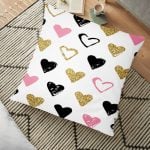 Love Yaldızlı Kalp Desenli Dijital Baskılı Modern Yer Minderi - 70 x 70 cm Realhomes