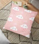 - yerminderi-YER-2139 - Realhomes Modern Bulut Desenli Dijital Baskılı Modern Yer Minderi - 70 x 70 cm Realhomes