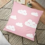 Mavi Zeminli Bulut Temalı Dijital Baskılı Modern Yer Minderi - 70 x 70 cm Realhomes