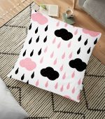 - yerminderi-YER-2149 - Realhomes Renkli Bulut Desenli Dijital Baskılı Dekoratif Yer Minderi - 70 x 70 cm Realhomes