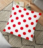 - yerminderi-YER-2151 - Realhomes  Kırmızı Puantiyeli Dijital Baskılı Dekoratif Yer Minderi - 70 x 70 cm Realhomes