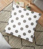 - yerminderi-YER-2152 - Realhomes Gri Puantiyeli Dijital Baskılı Modern Yer Minderi - 70 x 70 cm Realhomes