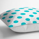 Turkuaz Puantiyeli Dijital Baskılı Dekoratif Yer Minderi - 70 x 70 cm Realhomes