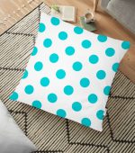 Turkuaz Puantiyeli Dijital Baskılı Dekoratif Yer Minderi - 70 x 70 cm Realhomes