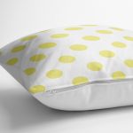 - yerminderi-YER-2155-1 - Realhomes Sarı Puantiyeli Dijital Baskılı Dekoratif Yer Minderi - 70 x 70 cm Realhomes