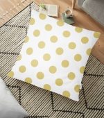 - yerminderi-YER-2159 - Realhomes Hardal Renkli Puantiyeli Dijital Baskılı Modern Yer Minderi - 70 x 70 cm Realhomes