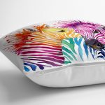 - yerminderi-YER-217-1 - Realhomes  Zebra Desenli Dijital Baskılı Dekoratif Yer Minderi - 70 x 70 cm Realhomes