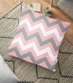 Renkli Zigzag Desenli Dijital Baskılı Dekoratif Yer Minderi - 70 x 70 cm Realhomes