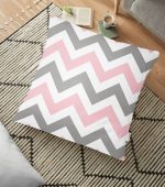 - yerminderi-YER-2175 - Realhomes Modern Renkli Zigzag Desenli Dijştal Baskılı Yer Minderi - 70 x 70 cm Realhomes