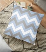 - yerminderi-YER-2177 - Realhomes  Mavi Gri Zigzag Desenli Dijital Baskılı Dekoratif Yer Minderi - 70 x 70 cm Realhomes