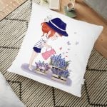 Gri Turkuaz Zigzag Desenli Dijital Baskılı Dekoratif Yer Minderi - 70 x 70 cm Realhomes