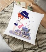 Kız Temalı Dijital Baskılı Dekoratif Yer Minderi - 70 x 70 cm Realhomes