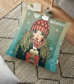 Kış Temalı Pop Art Desenli Dijital Baskılı Modern Yer Minderi - 70 x 70 cm Realhomes