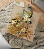 - yerminderi-YER-22 - Realhomes  Saka Kuşlu Dijital Baskılı Dekoratif Yer Minderi - 70 x 70 cm Realhomes