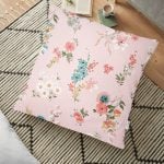 Geometrik Zeminli Çiçek Temalı Modern Yer Minderi - 70 x 70 cm Realhomes