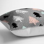 - yerminderi-YER-2223-1 - Realhomes  Gri Zeminli Ağaç Temalı Dijital Baskılı Dekoratif Yer Minderi - 70 x 70 cm Realhomes