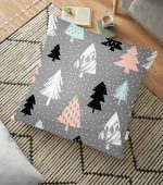 - yerminderi-YER-2223 - Realhomes  Gri Zeminli Ağaç Temalı Dijital Baskılı Dekoratif Yer Minderi - 70 x 70 cm Realhomes