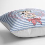 - yerminderi-YER-2230-1 - Realhomes  Mavi Çizgili Fashion Gırl Dijital Baskılı Dekoratif Yer Minderi - 70 x 70 cm Realhomes