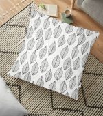 - yerminderi-YER-2263 - Realhomes Özel Tasarım Yaprak Desenli Dijital Baskılı Yer Minderi - 70 x 70 cm Realhomes