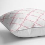 - yerminderi-YER-2275-1 - Realhomes  Pembe Renkli Ogea Desenli Dijital Baskılı Modern Yer Minderi - 70 x 70 cm Realhomes