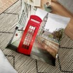 Siyah Kalp Desenli Dijital Baskılı Dekoratif Yer Minderi - 70 x 70 cm Realhomes