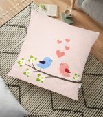 - yerminderi-YER-2331 - Realhomes Daldaki Kuşlar Temalı Dijital Baskılı Modern Yer Minderi - 70 x 70 cm Realhomes