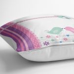 - yerminderi-YER-2336-1 - Realhomes  Pembe Mavi Kuşlar Dijital Baskılı Yer Minderi - 70 x 70 cm Realhomes