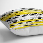 - yerminderi-YER-2337-1 - Realhomes  Sarı Siyah Üçgen ve Çizgiler Desenli Dekoratif Yer Minderi - 70 x 70 cm Realhomes