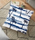 - yerminderi-YER-2346 - Realhomes Mavi Palmiye Desenli Dekoratif Yer Minderi - 70 x 70 cm Realhomes