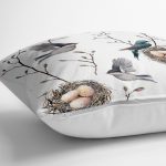 Kuşlar ve Dal Desenli Dekoratif Yer Minderi - 70 x 70 cm Realhomes