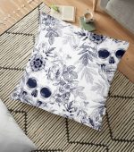 - yerminderi-YER-2348 - Realhomes Kurukafa ve Çiçekler Motifli Dekoratif Yer Minderi - 70 x 70 cm Realhomes