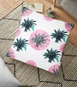 - yerminderi-YER-2351 - Realhomes  Puanlı Palmiye Desenli Dekoratif Yer Minderi - 70 x 70 cm Realhomes