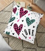 - yerminderi-YER-2355 - Realhomes  Kalpli Love Desenli Dekoratif Yer Minderi - 70 x 70 cm Realhomes