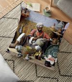 - yerminderi-YER-236 - Realhomes Osmanlı Desen Dijital Baskılı Dekoratif Yer Minderi - 70 x 70 cm Realhomes