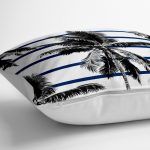 - yerminderi-YER-2360-1 - Realhomes  Çizgili Palmiye Yaprakları Dekoratif Yer Minderi - 70 x 70 cm Realhomes