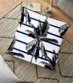 - yerminderi-YER-2360 - Realhomes  Çizgili Palmiye Yaprakları Dekoratif Yer Minderi - 70 x 70 cm Realhomes