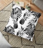 - yerminderi-YER-2361 - Realhomes  Ananas ve Palmiye Yaprakları Dekoratif Yer Minderi - 70 x 70 cm Realhomes