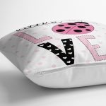 - yerminderi-YER-2371-1 - Realhomes  Love Uğurböceği Desenli Dekoratif Yer Minderi - 70 x 70 cm Realhomes