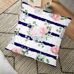 Tropik Bitki Desenli Dijital Baskılı Yer Minderi - 70 x 70 cm Realhomes