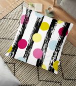 Dikey Temalı Gökkuşağı Puanlı Desenli Dijital Baskılı Yer Minderi - 70 x 70 cm Realhomes