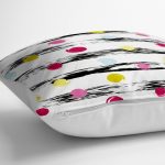 - yerminderi-YER-2380-1 - Realhomes  Yatay Temalı Gökkuşağı Puanlı Modern Yer Minderi - 70 x 70 cm Realhomes