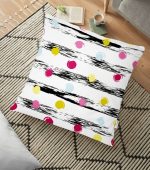 - yerminderi-YER-2380 - Realhomes  Yatay Temalı Gökkuşağı Puanlı Modern Yer Minderi - 70 x 70 cm Realhomes